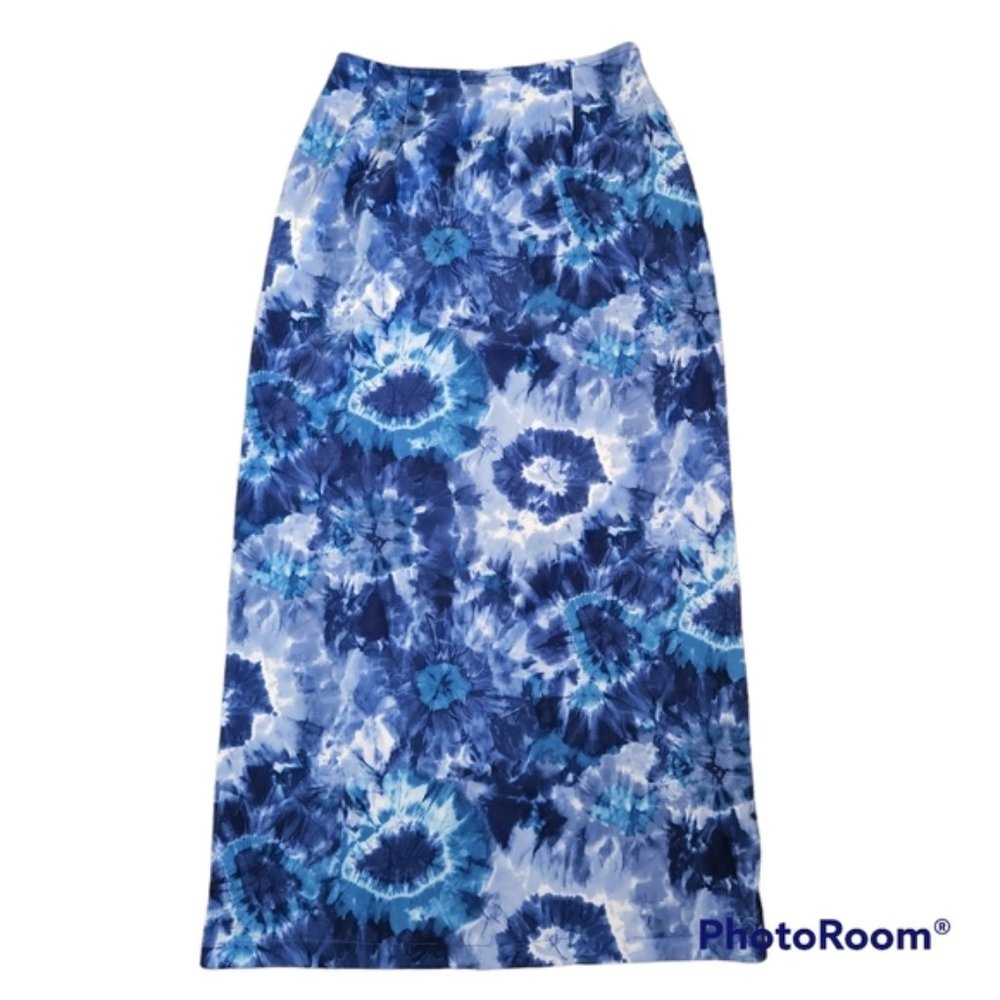 Express Tricot Vintage 90s Y2K Long Skirt Midi Tie Dye Allover Print